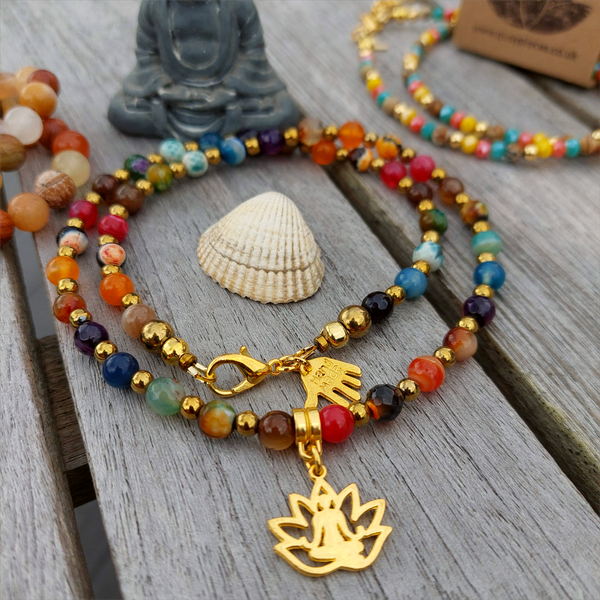 Namaste - Handmade stone bead Necklace